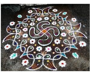 Rangoli: Rev's swastik chikku kolam 49.