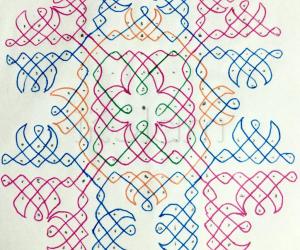 Rangoli: Colour chikku on paper