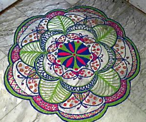 freehand rangoli  with colours