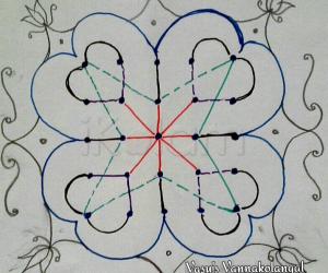 Rangoli: Dotted version for my freehand rangoli 5-5 straight dots