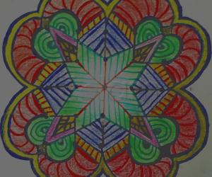Small Rangoli with 5-5 dots - different colouring of my previous rangoli