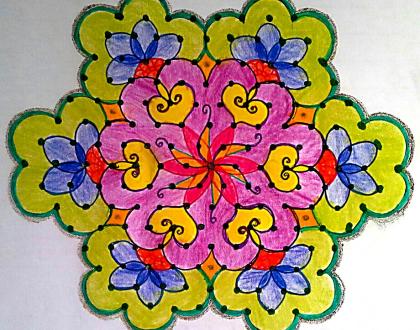 Dotted Rangoli with 15-8 interlaced dots
