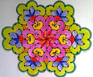 Dotted Rangoli with 15-8 interlaced dots