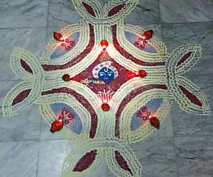 Krishna Jayanthi Padi Kolam with Diya