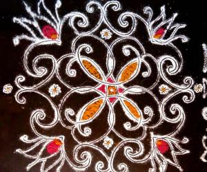 Small padi  kolam  in my Pooja  slab 