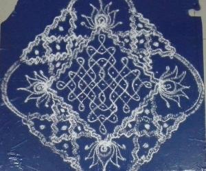 Rangoli: chikku kolam with 9-1 straight dots