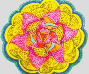 Freehand paper rangoli with colours