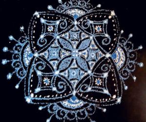 Navarathiri Day 9 kolam with Sky Blue Colour.