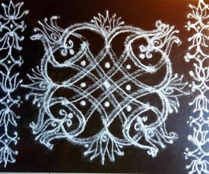 Rangoli: Beginner's Dotted Iyengar Padi Kolam 01(5-5 straight dots ).