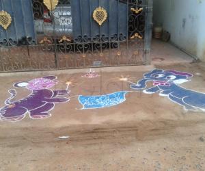 diwali mickey mouse rangoli