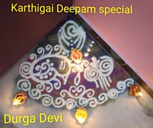 Rangoli: Corner Rangoli for Karthigai Deepam special