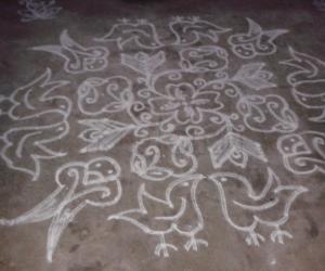 Rangoli: two bird kolam