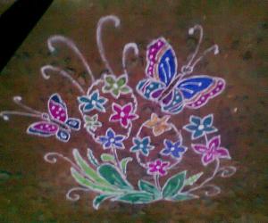 Rangoli: butterfly & flowers