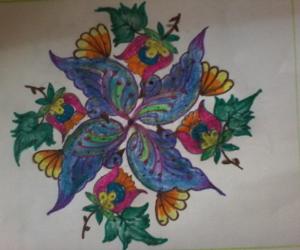 Rangoli: Peacock and flowers