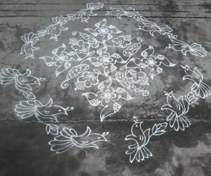 Rangoli: Friday rangoli with swastiks..