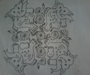 Rangoli: Dancing elephants....