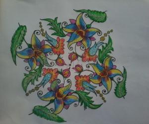 Rangoli: Rose  kolam 15-5 dots