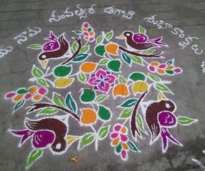 Rangoli: ugadi rangoli with 11-11 dots