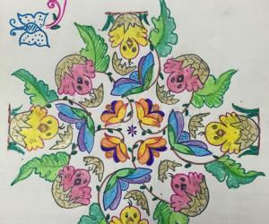 Rangoli: Pencil kolam with 17-3 dots