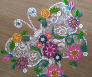 Floral butterfly rangoli