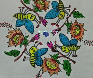 Rangoli: Bees and flies..