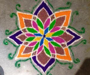 Freehand Rangoli Experiment with Glitter