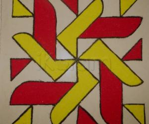 Swastik Rangoli In red and yellow