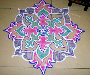 Free hand copycat kolam.