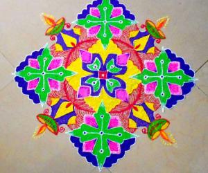 Diwali Rangoli with Diyas