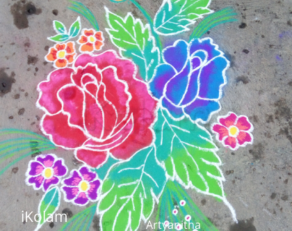 Rangoli: Flower freehand rangoli
