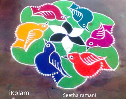 Rangoli: Dotted kolam - birds