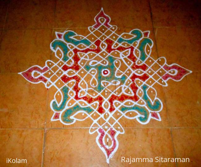 Rangoli: 13-1 dot chikku kolam-No.9 Rangoli: 13-1 dot chikku kolam-No.9