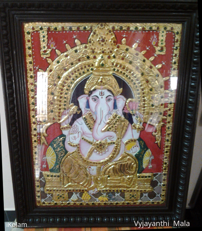 my Ganesha in tanjore style art - 
