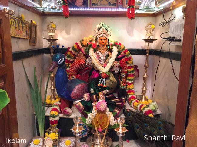 Varamahalakshmi Idol decoration with peacock -