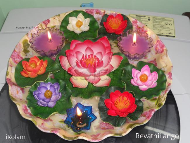 Festival decor with flowers and candles - My decoration with flowers & lights on festival days.