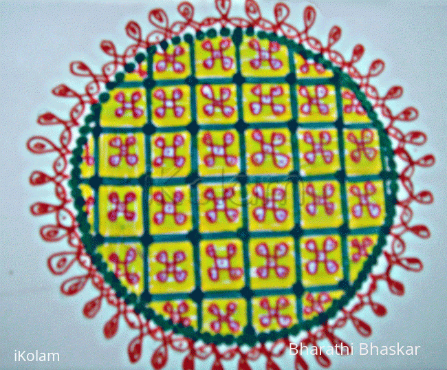 Rangoli: Checkered circle