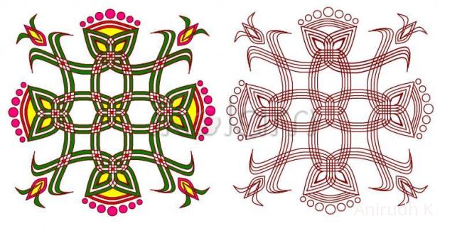 Rangoli: One more eLE rangavalli - colored and uncolored