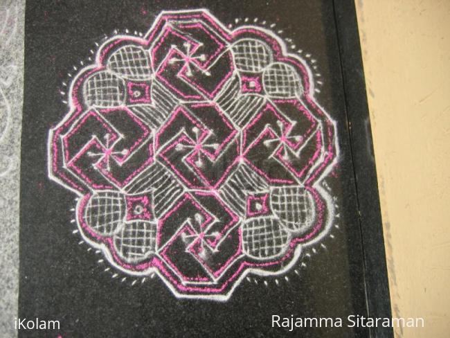 Rangoli: Pink and white kolam Rangoli: Pink and white kolam