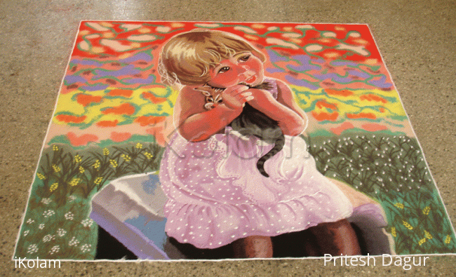 Rangoli: Rangoli - Girl and a kitty