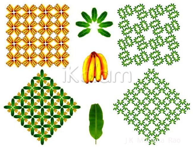 Rangoli: Banana - fruits and leaves Rangoli: Banana - fruits and leaves