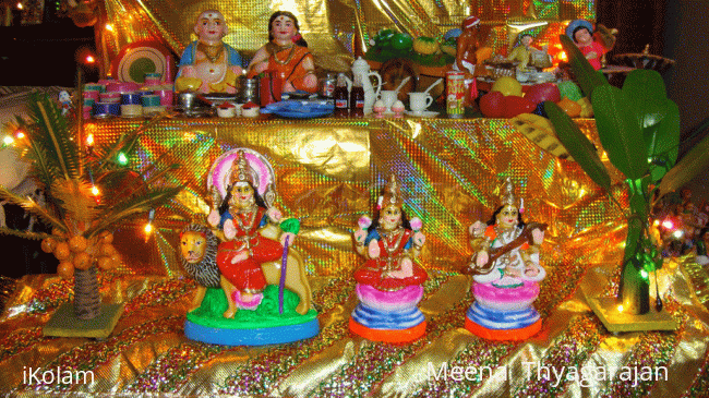Rangoli: Golu - Durga, Lakshmi and Saraswati
