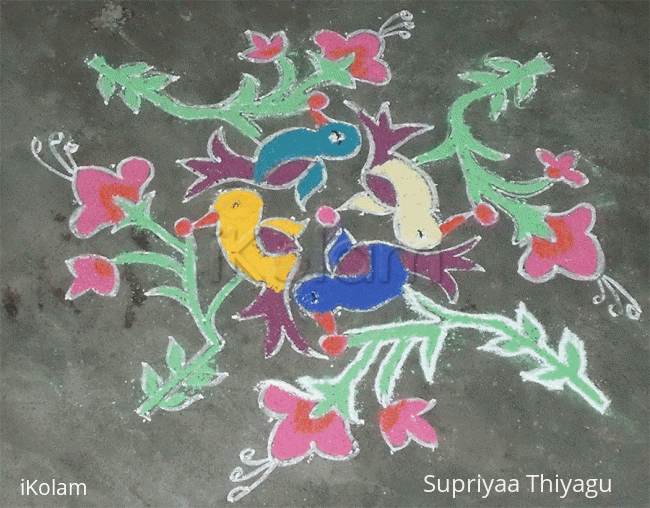 Rangoli: Birds and flowers Rangoli: Birds and flowers
