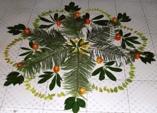 Rangoli: Leaves_tomatoes
