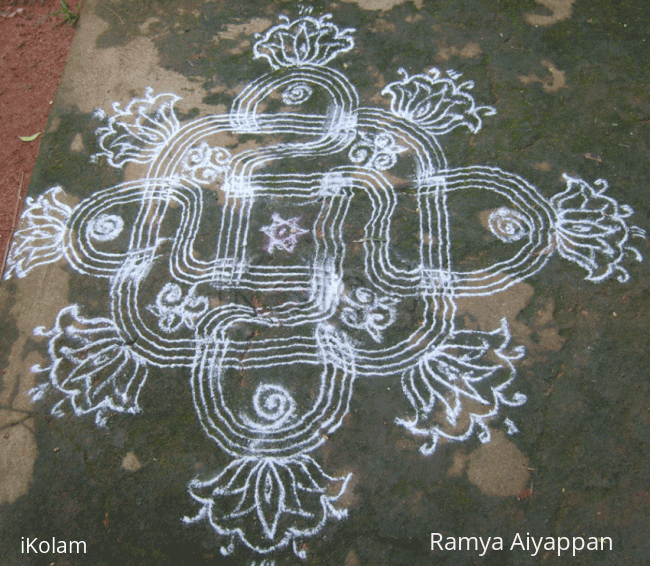 Rangoli: White lotuses