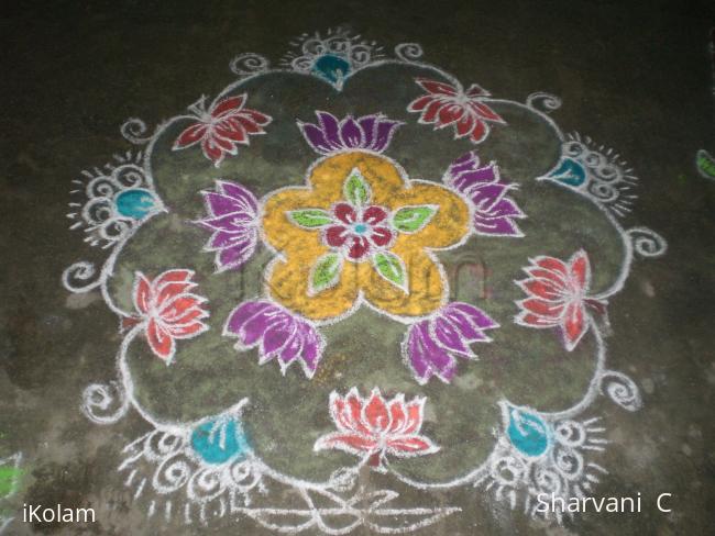 Rangoli: Lotus flower rangoli