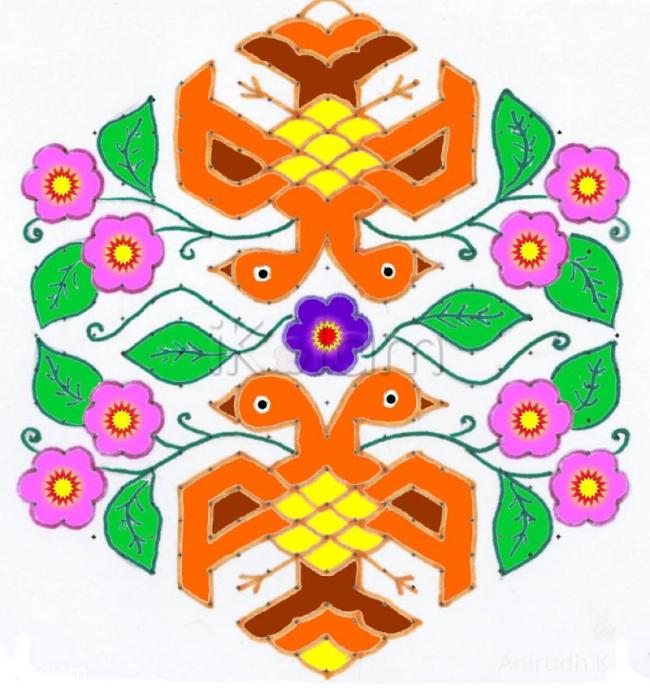 Rangoli: GanDa BherunDa - Emblem of Mysore Wodeyars(Kings)