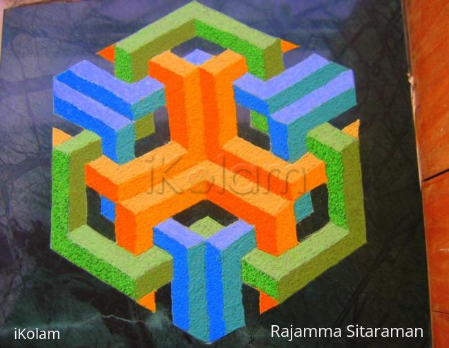 Rangoli: Preeti.N's Geometric kolam in kolapodi.