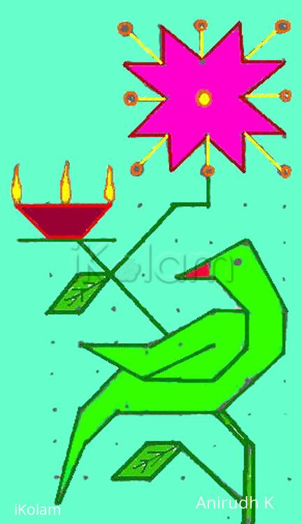 Rangoli: Beginners Rangoli - Line Birdie Rangoli: Beginners Rangoli - Line Birdie