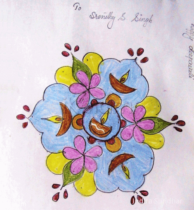 Rangoli: Deepams and flowers Rangoli: Deepams and flowers