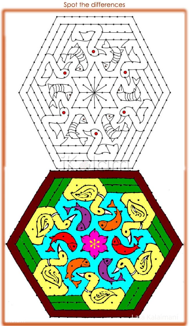 Rangoli: Spot the differences in the two rangolis Rangoli: Spot the differences in the two rangolis